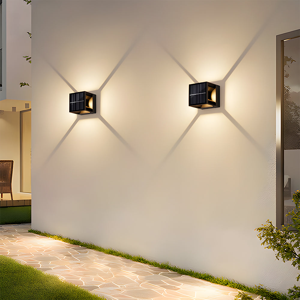 Solar Outdoor Wall Lights Waterproof LED Black Garden Sconce - Image 5