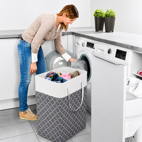 Lauva | 75L Waterproof Laundry Basket | Foldable Fabric Clothes Hamper with Handles - Image 2