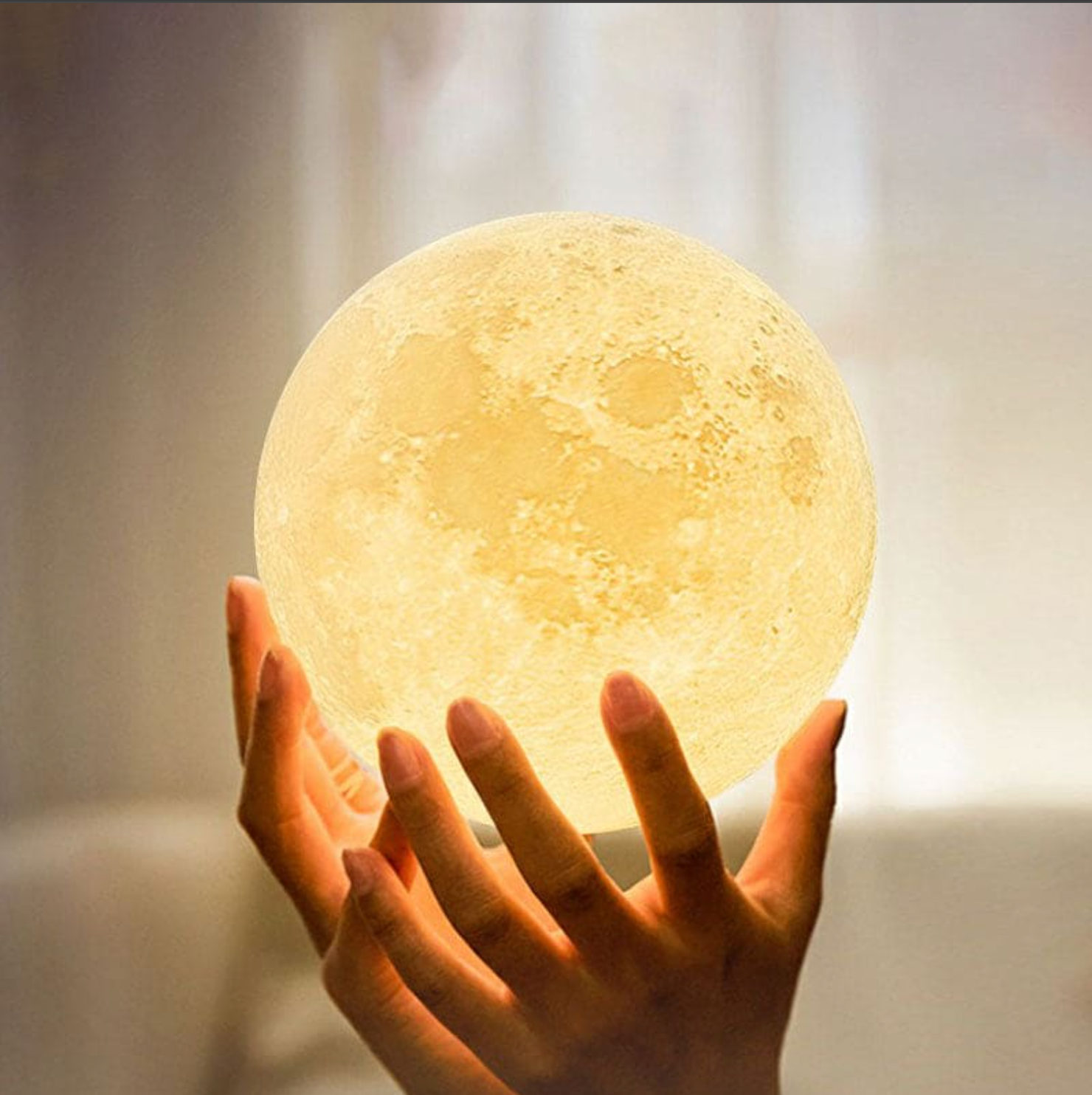Ładowalna, poprawiająca nastrój bezprzewodowa lampa LED Moon z funkcją ściemniania i pilotem zdalnego sterowania - Image 7