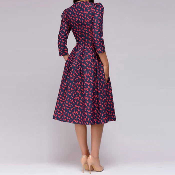 Women's Flowing Bloom Flowery Elegance Midi Dress