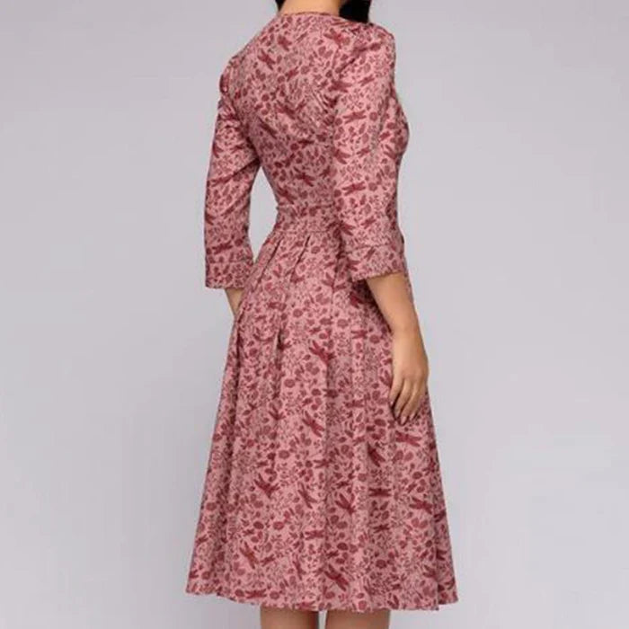 Women's Flowing Bloom Flowery Elegance Midi Dress