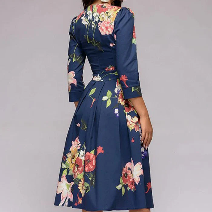 Women's Flowing Bloom Flowery Elegance Midi Dress