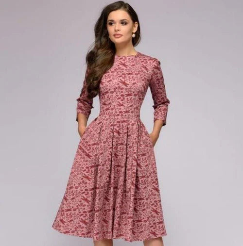 Women's Flowing Bloom Flowery Elegance Midi Dress