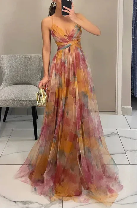 Women's Stand-out Flowery Twist Party Maxi Dress