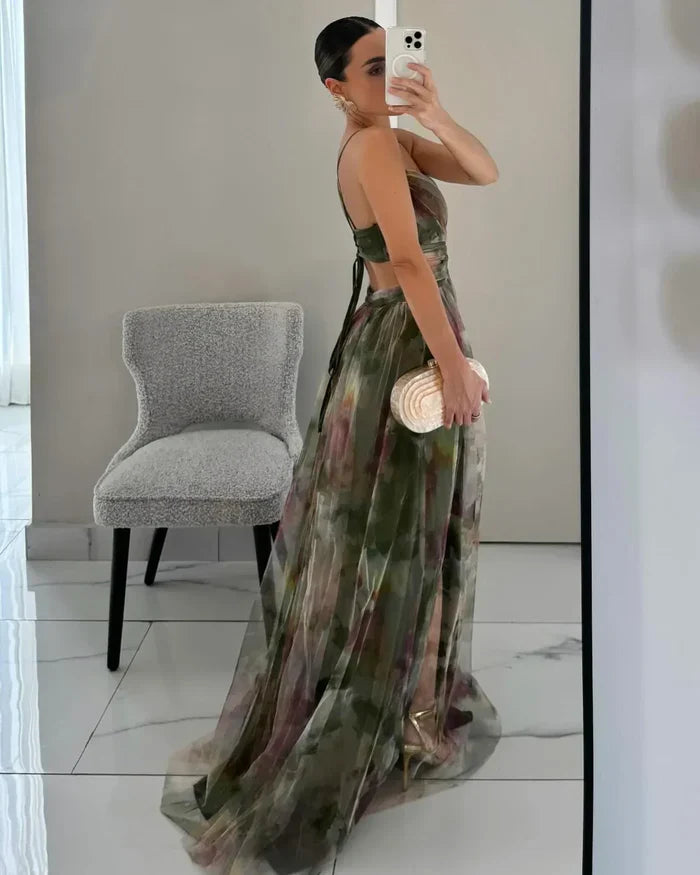 Women's Stand-out Flowery Twist Party Maxi Dress