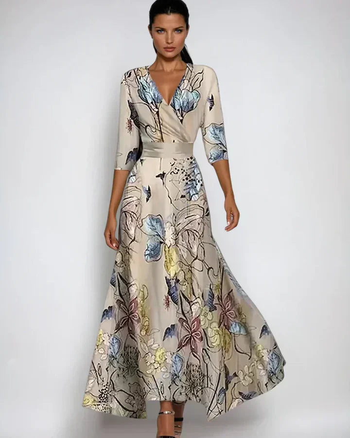 Women's Timeless Flowing Floral Wrap Maxi Dress