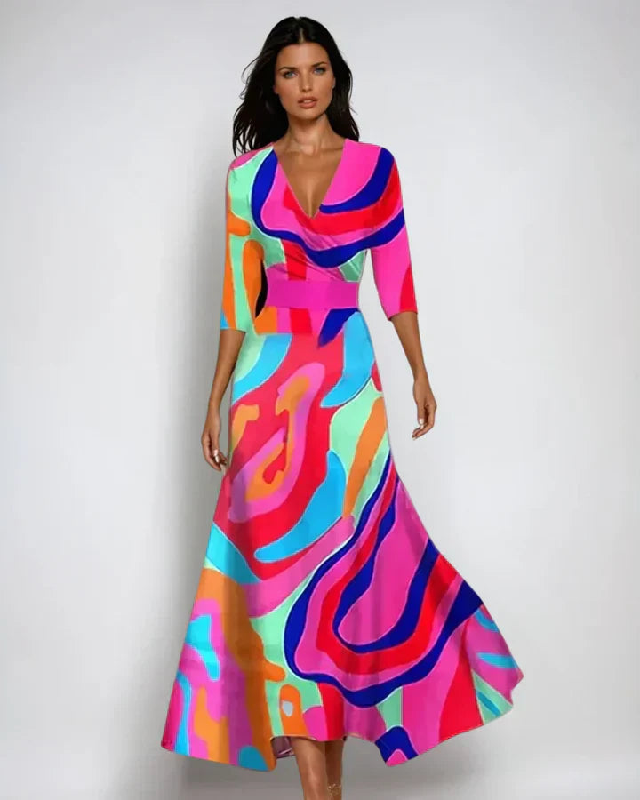 Women's Timeless Flowing Floral Wrap Maxi Dress