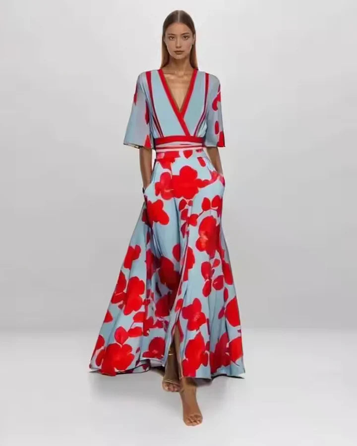 Women's Timeless Flowing Floral Wrap Maxi Dress