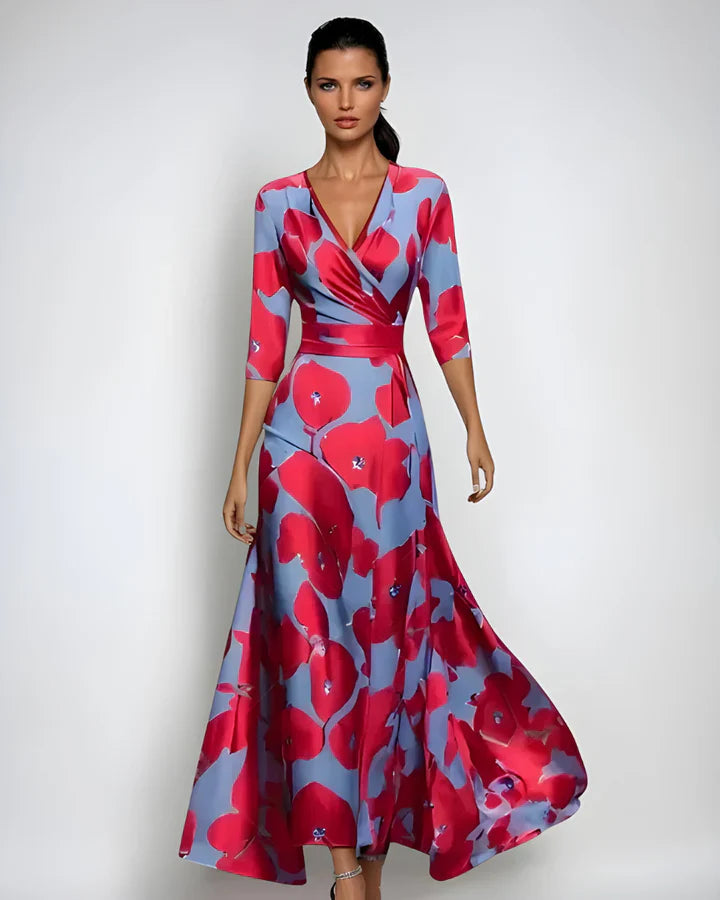 Women's Timeless Flowing Floral Wrap Maxi Dress