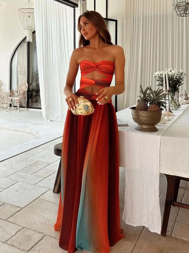 Women's Summer Getaway Maxi Dress with Hollow-Out Details