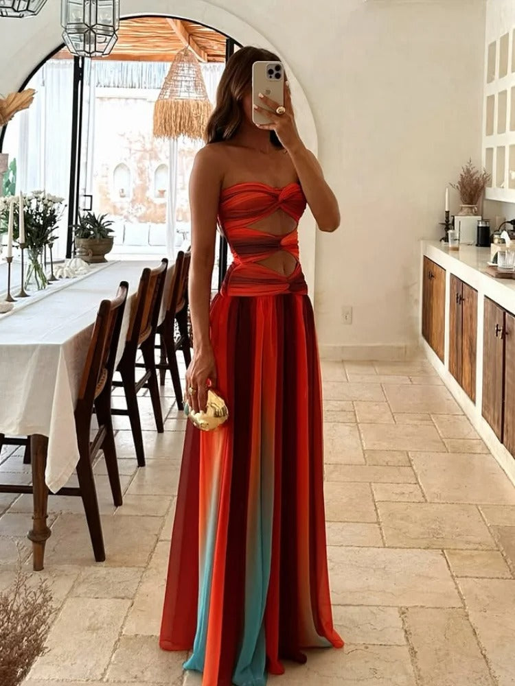 Women's Summer Getaway Maxi Dress with Hollow-Out Details