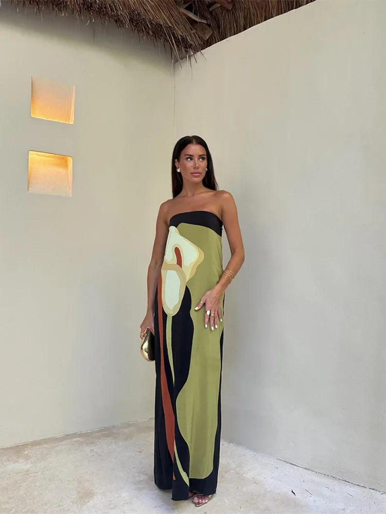 Women's Strapless Breezy Chic Getaway Maxi Beach Dress