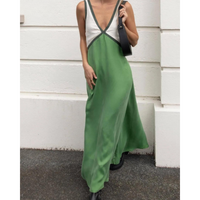 Modern Flattering Contrast Colour V-Neck Maxi Dress for Women