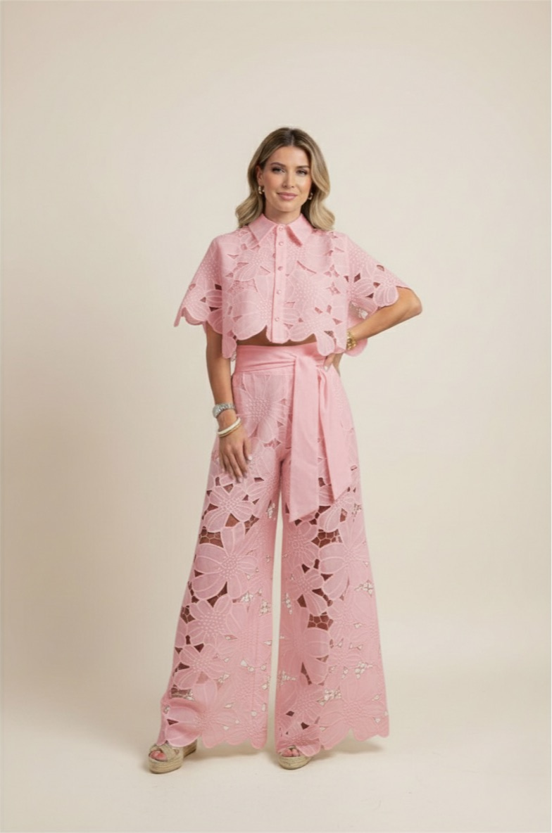 Women's Breezy Airy Embroidery Two-Piece Cut Out Set