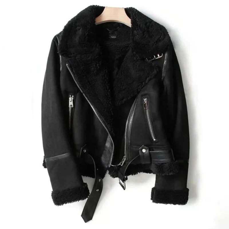 Women’s Stylish Belted Fashion Zip Front Jacket