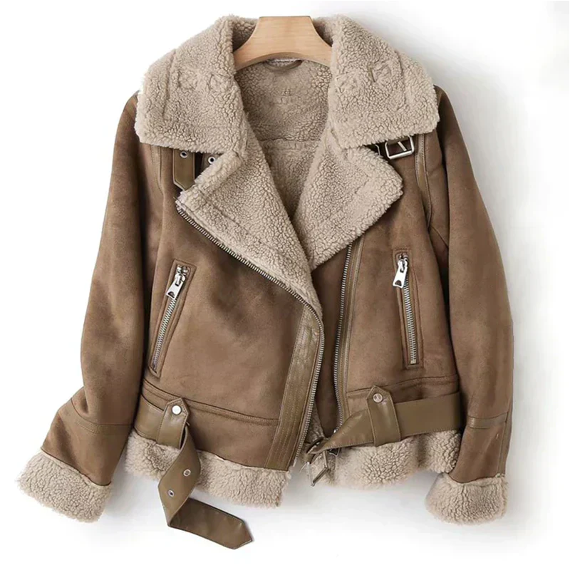 Women’s Stylish Belted Fashion Zip Front Jacket