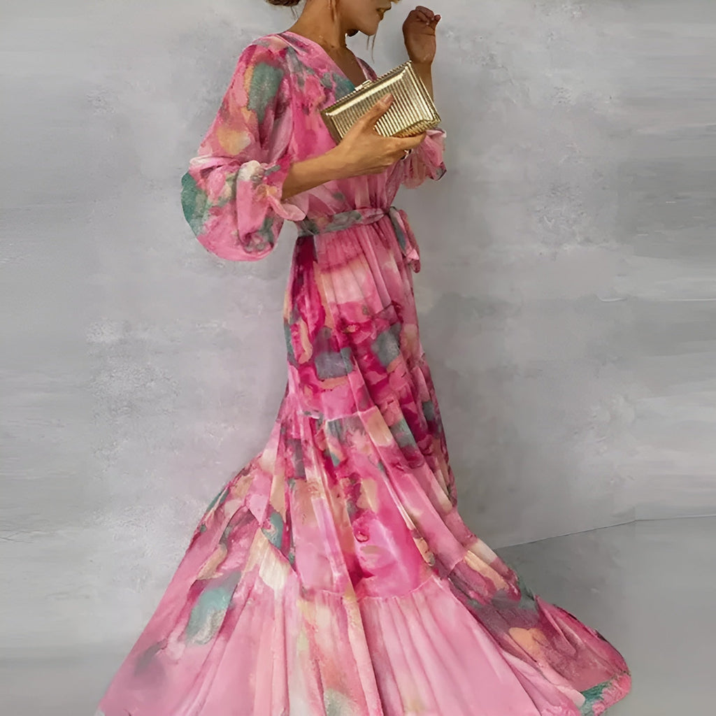 Women's Pleated Floral Summer Dresses for Beach and Garden Parties