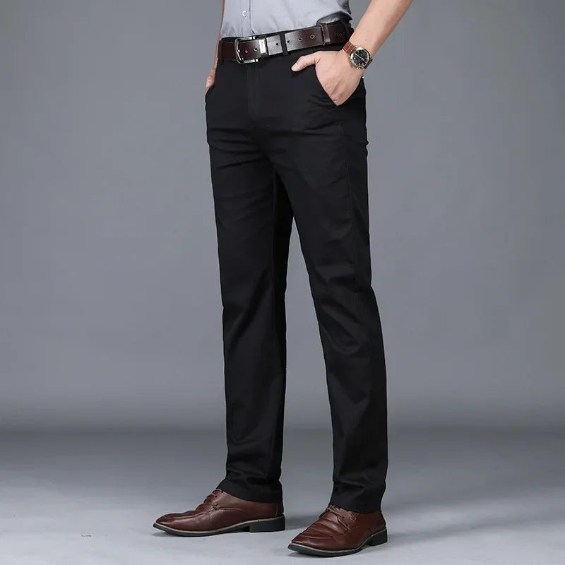 Men's Chino Regular Fit Formal Outdoor Trousers with Multiple Pockets