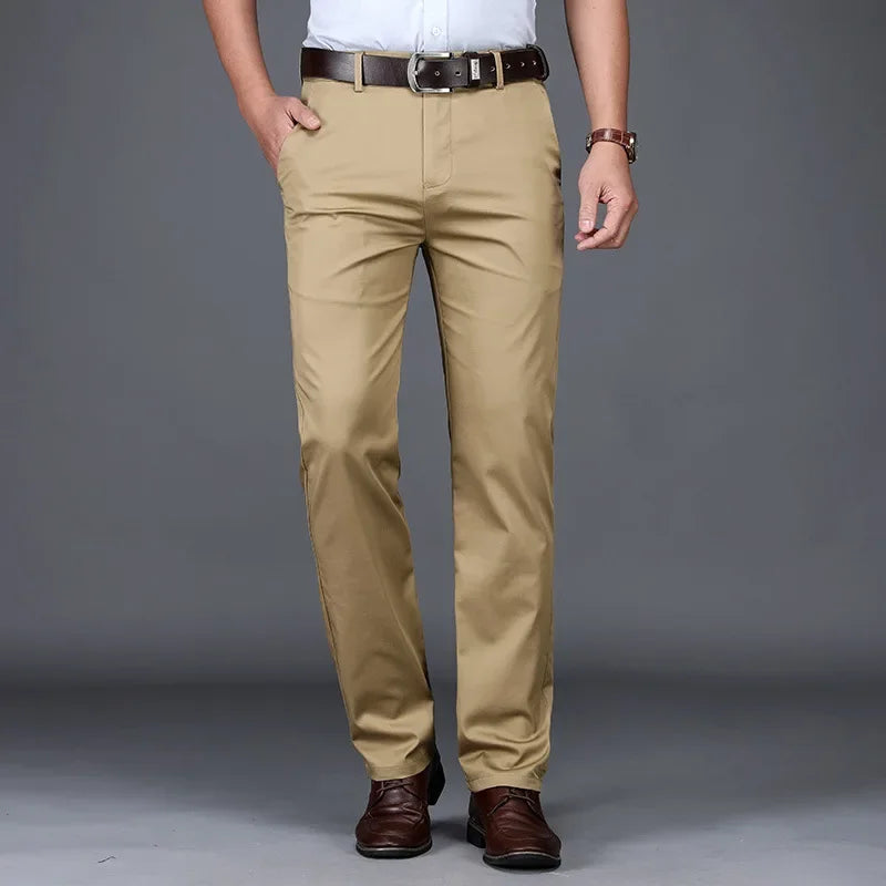 Men's Chino Regular Fit Formal Outdoor Trousers with Multiple Pockets