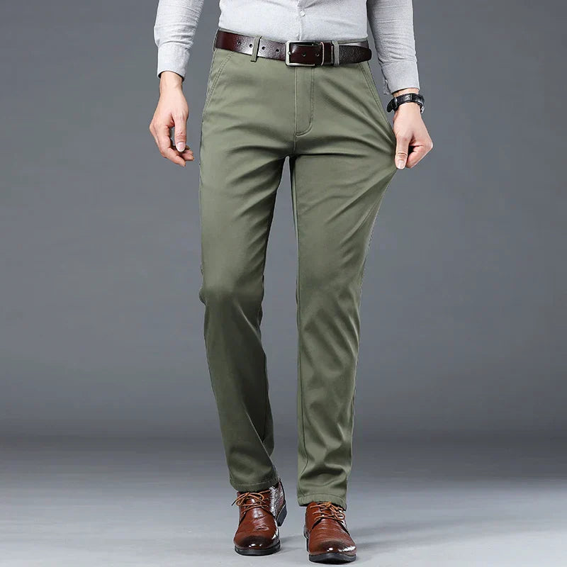 Men's Chino Regular Fit Formal Outdoor Trousers with Multiple Pockets