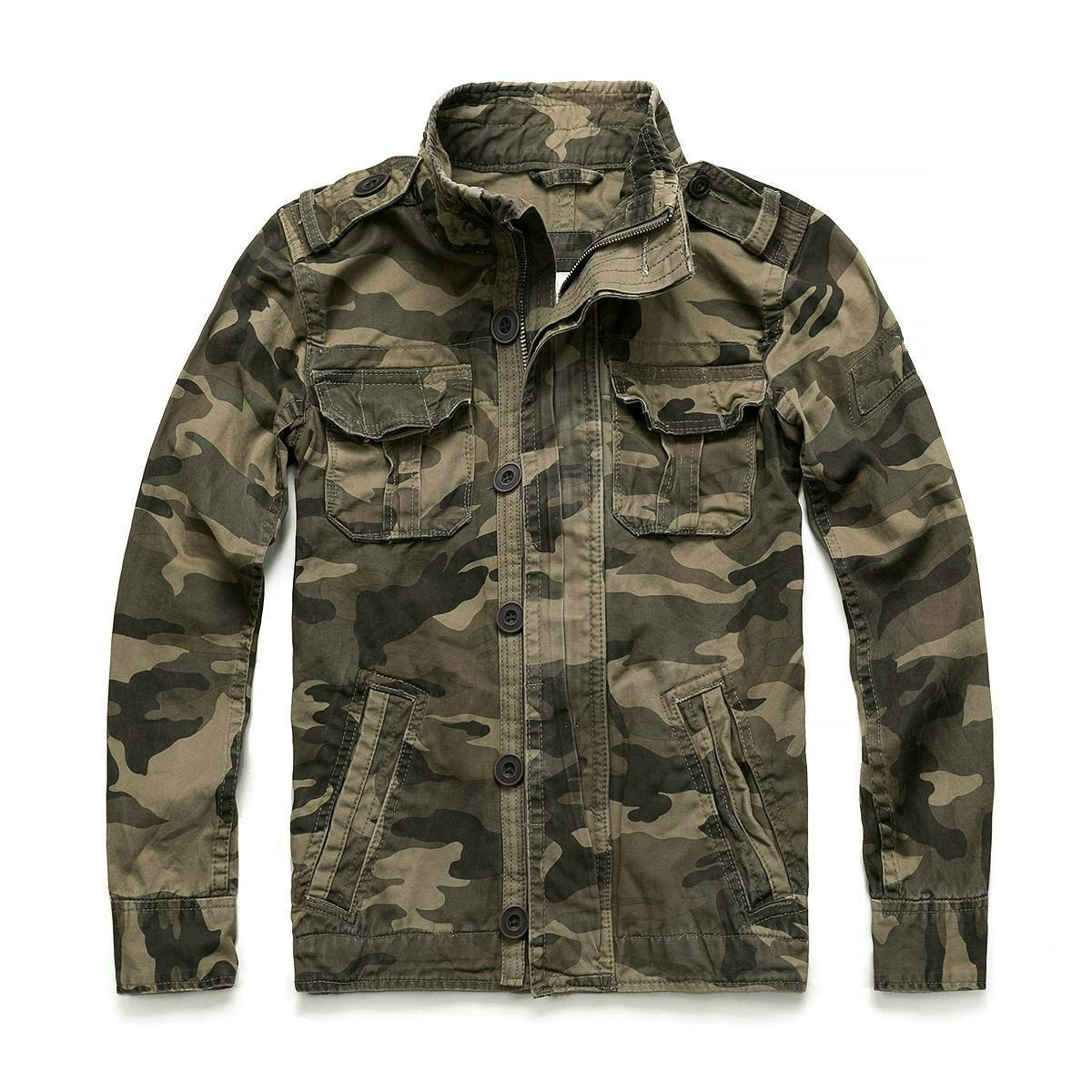 Versatile Buttons Camouflage Military Jacket for Men