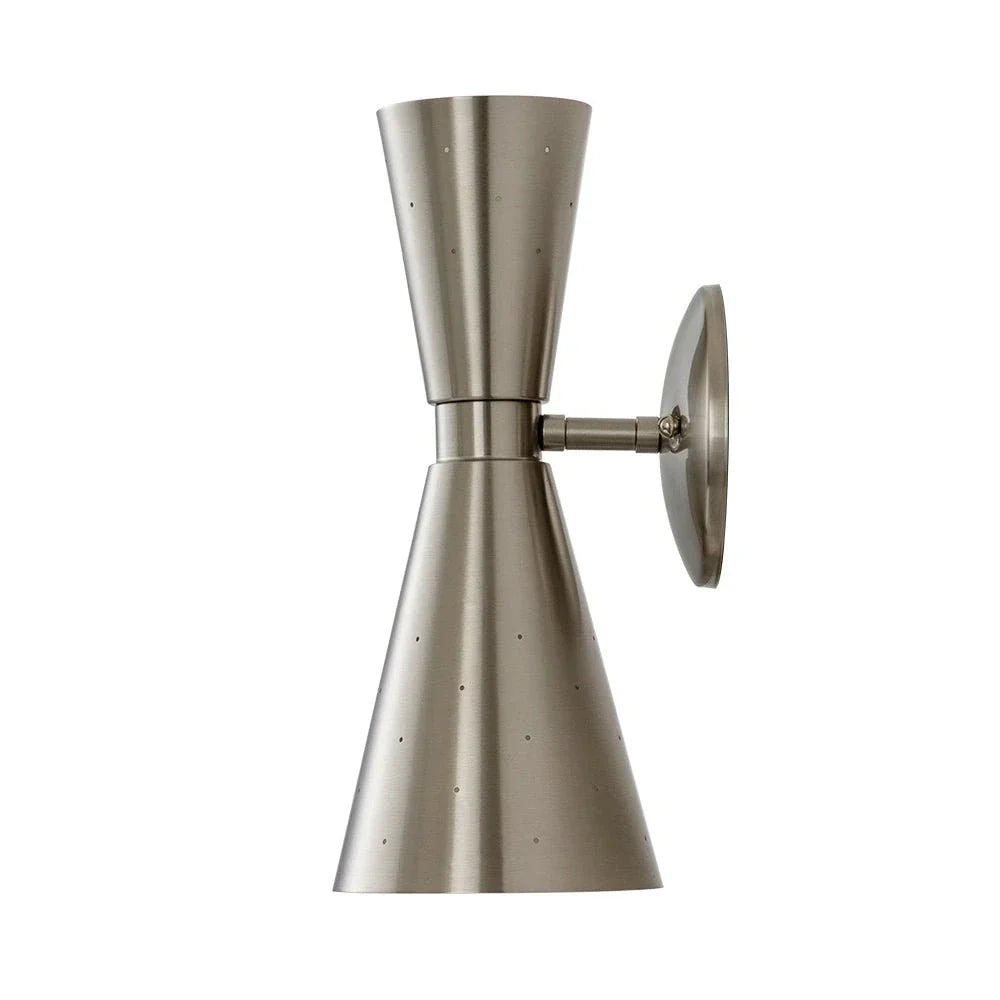 Mid Century Modern Hourglass Metal Wall Sconce Perforated Shades - Image 9