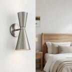 Mid Century Modern Hourglass Metal Wall Sconce Perforated Shades - Image 6