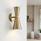 Mid Century Modern Hourglass Metal Wall Sconce Perforated Shades