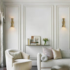 Mid Century Modern Hourglass Metal Wall Sconce Perforated Shades - Image 3