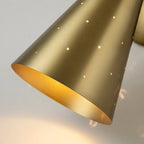 Mid Century Modern Hourglass Metal Wall Sconce Perforated Shades - Image 12