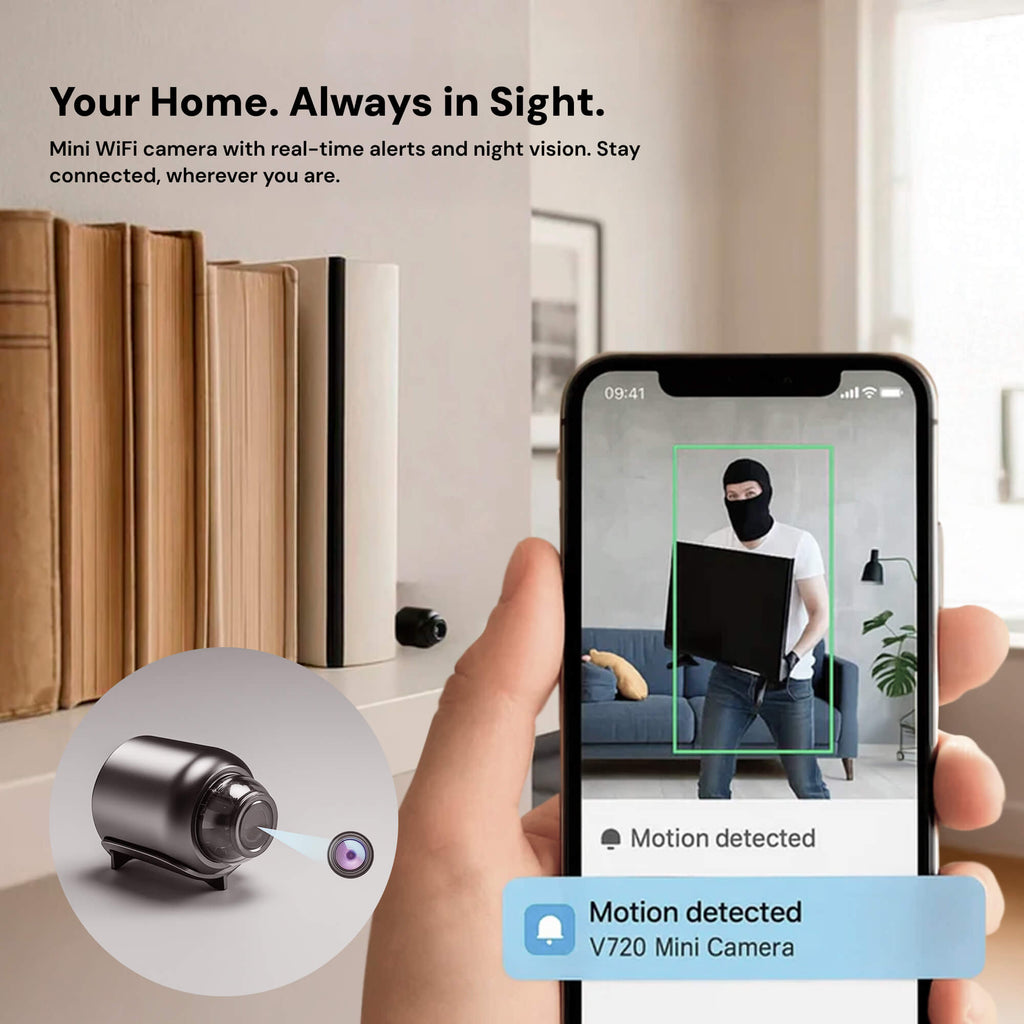 Smart Mini WiFi Camera 1080P with Night Vision & Motion Detection for Home Security