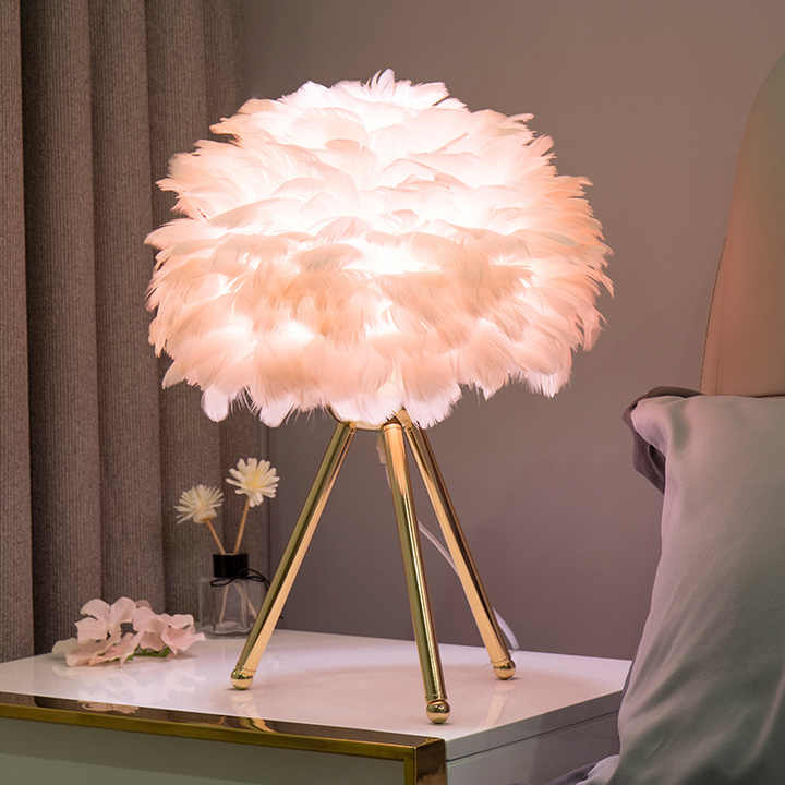 Dimmable Table Lamp with Luxury Feathers in Elegant Decorative Lighting - Image 3