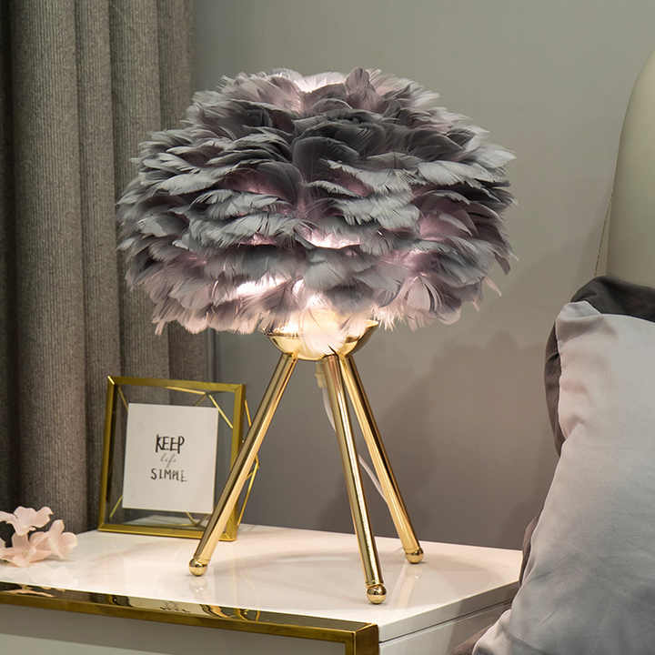 Dimmable Table Lamp with Luxury Feathers in Elegant Decorative Lighting - Image 8