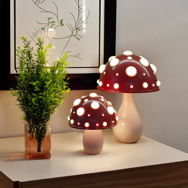 Mushroom Table Lamp LED Rechargeable Warm White Bedside Light - Image 3