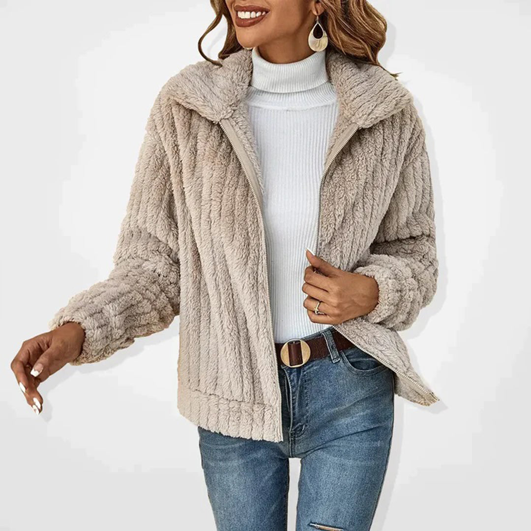 Women's Fashion Outdoor Long Fleece Cardigan with Zipper Closure and Practical Pockets