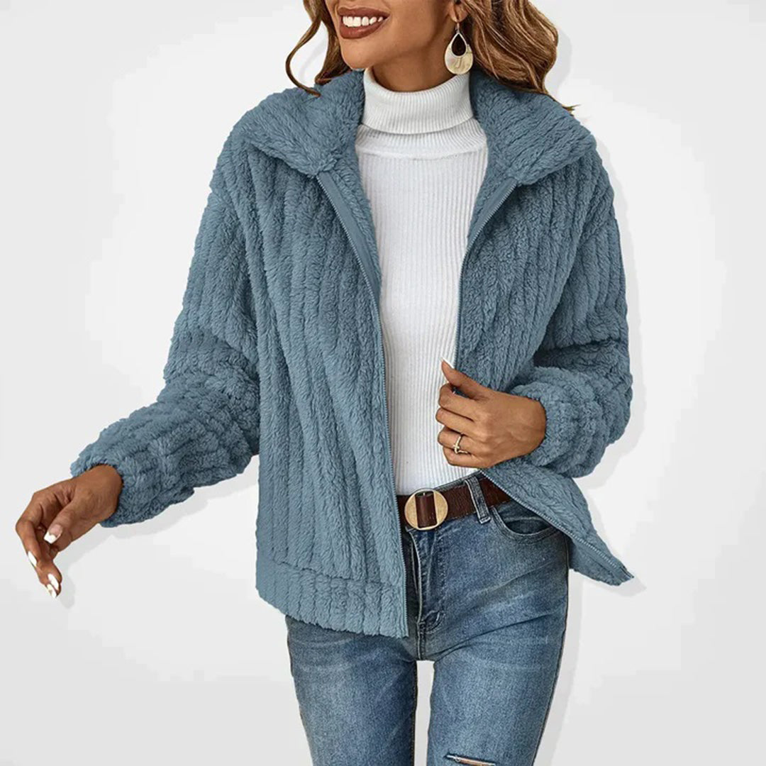 Women's Fashion Outdoor Long Fleece Cardigan with Zipper Closure and Practical Pockets