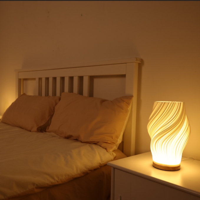 Modern Table Lamp Dimmable USB Wave Shaped Bedside Decor - Image 15