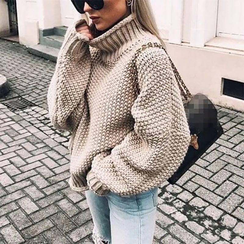 Women's Warm Chunky Knitted Sweater for Cold-Weather Layering