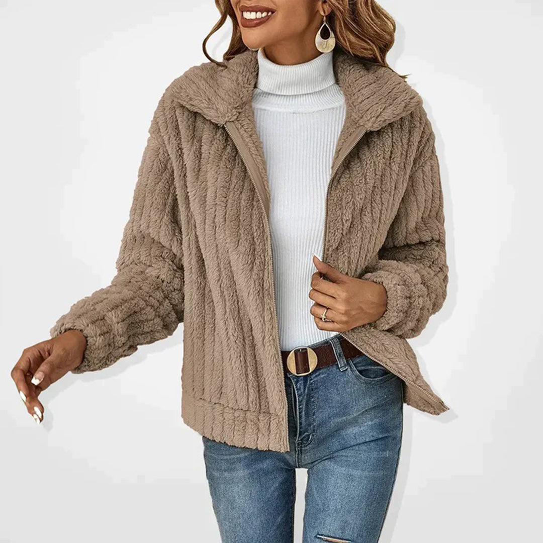 Women's Fashion Outdoor Long Fleece Cardigan with Zipper Closure and Practical Pockets