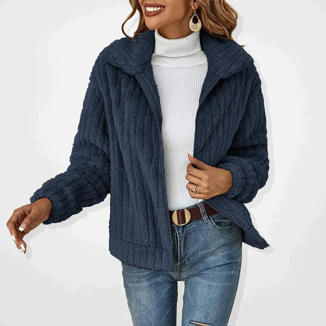 Women's Fashion Outdoor Long Fleece Cardigan with Zipper Closure and Practical Pockets