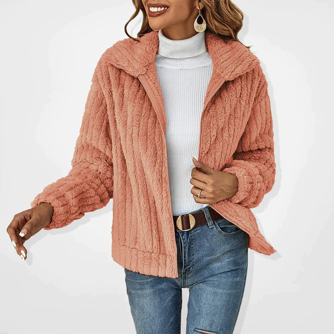 Women's Fashion Outdoor Long Fleece Cardigan with Zipper Closure and Practical Pockets