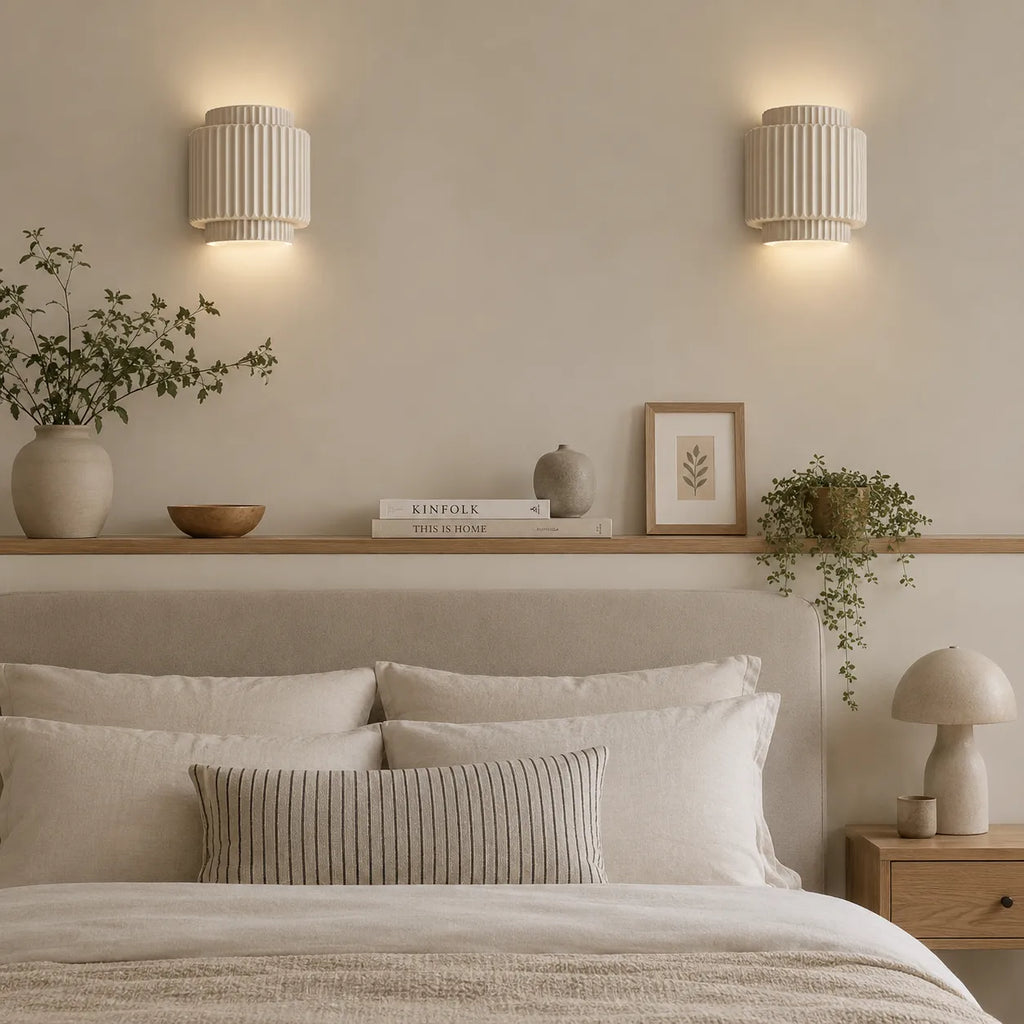 Modern Ribbed Cylinder Resin Wall Sconce Up Down Lighting