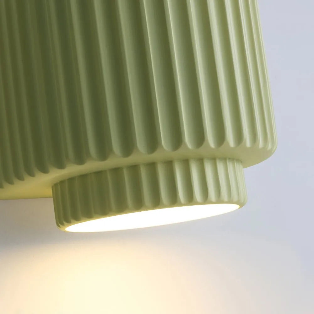 Modern Ribbed Cylinder Resin Wall Sconce Up Down Lighting - Image 10