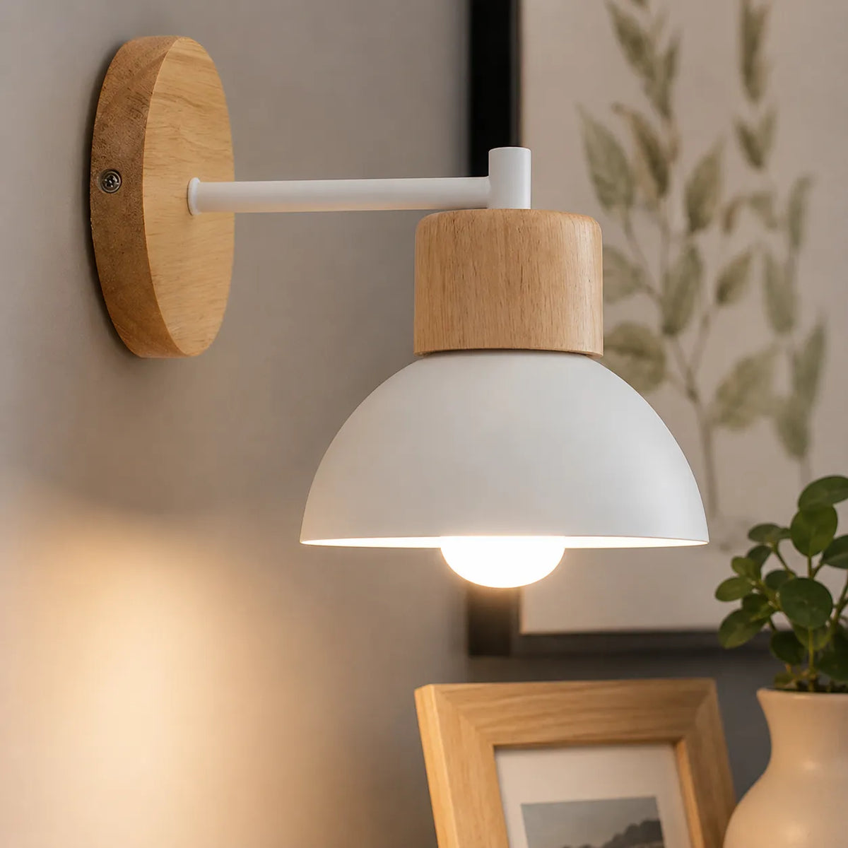 Nordic Natural Wood Iron Wall Sconce - Image 7