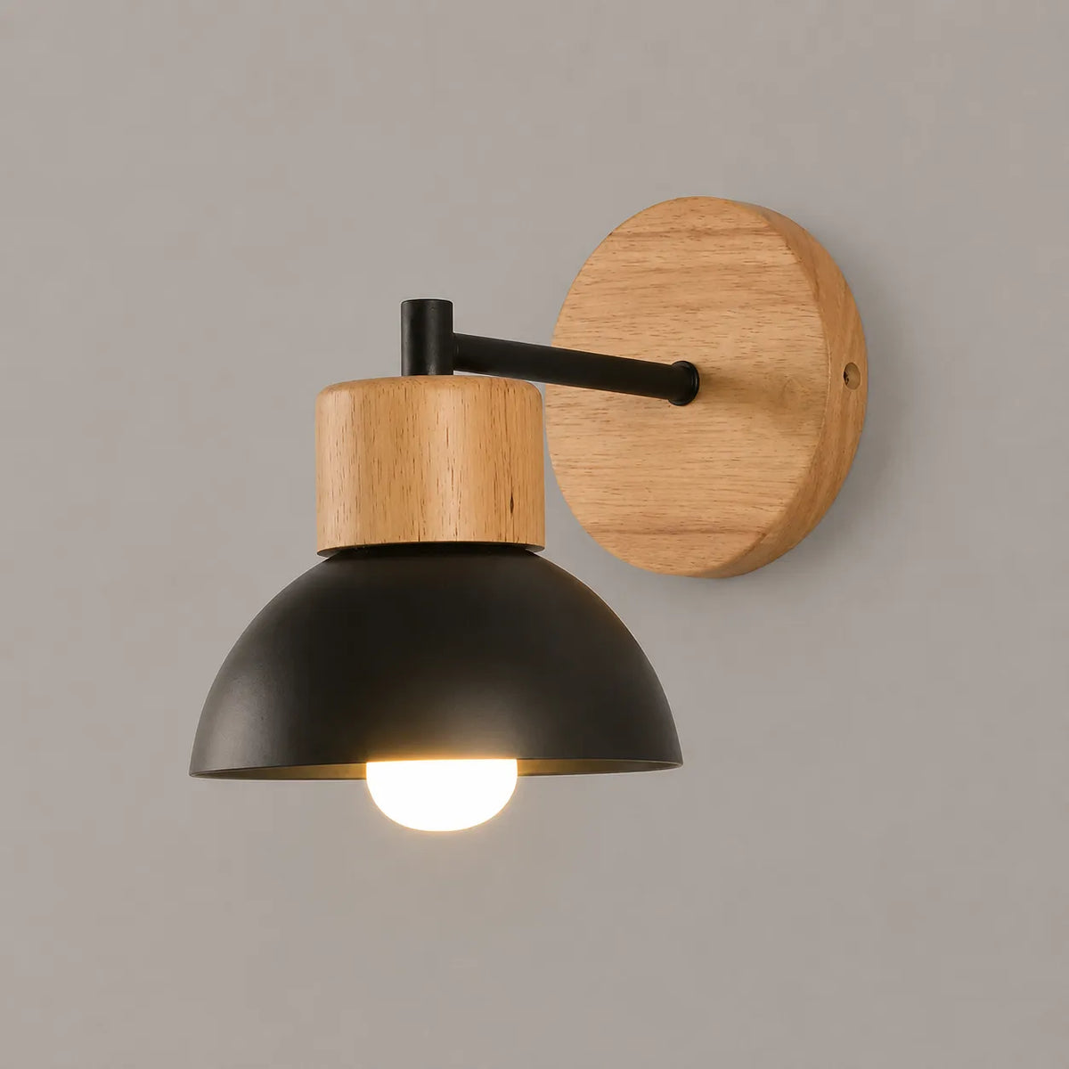 Nordic Natural Wood Iron Wall Sconce - Image 4