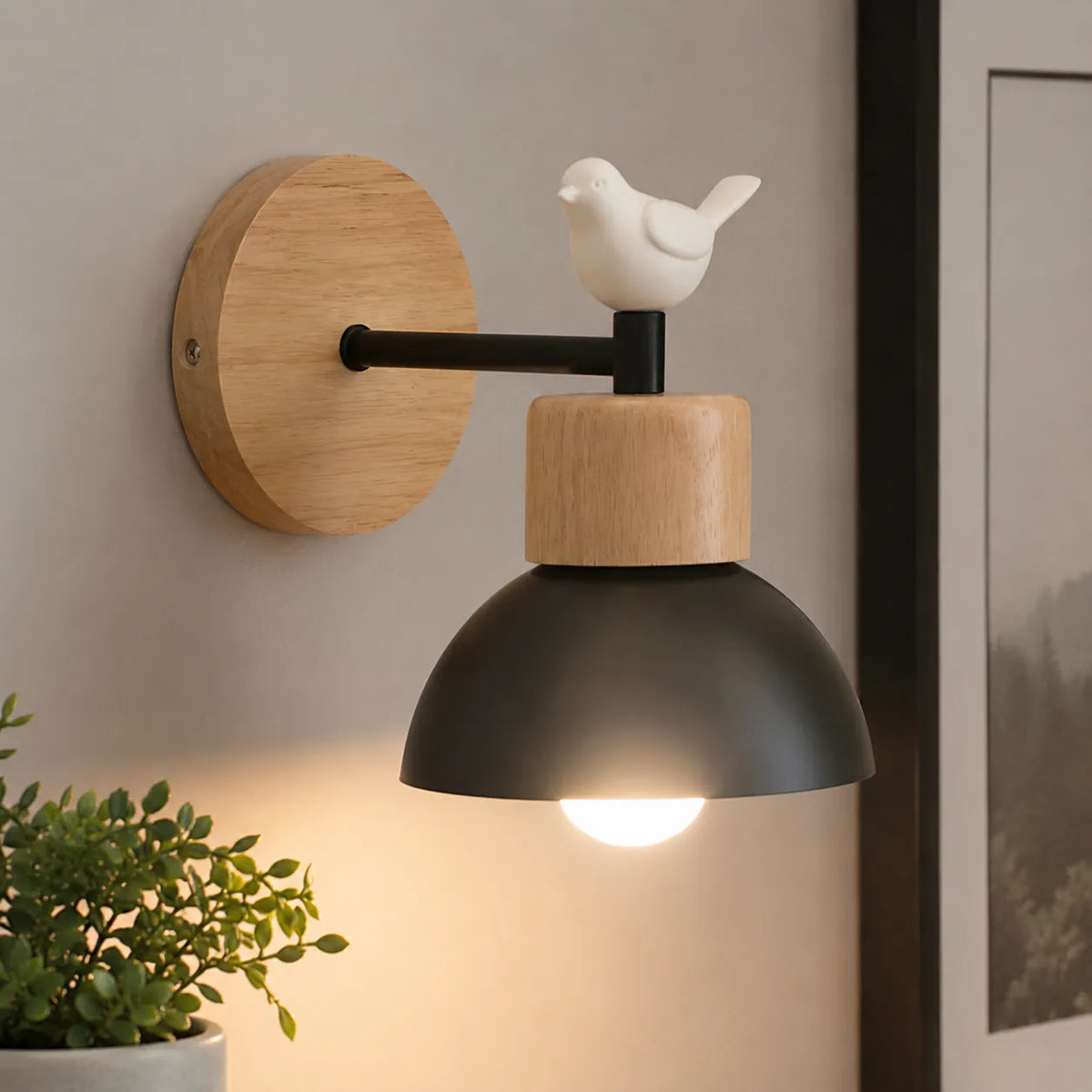 Nordic Natural Wood Iron Wall Sconce