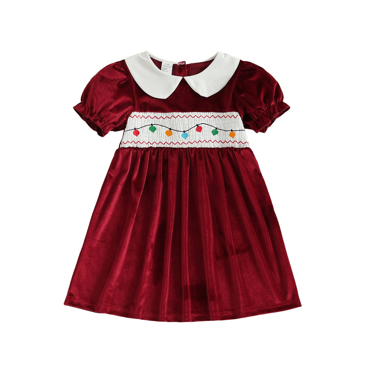 Vintage A Line Velvet Girls Dress Embroidered Peter Pan Collar - Image 7