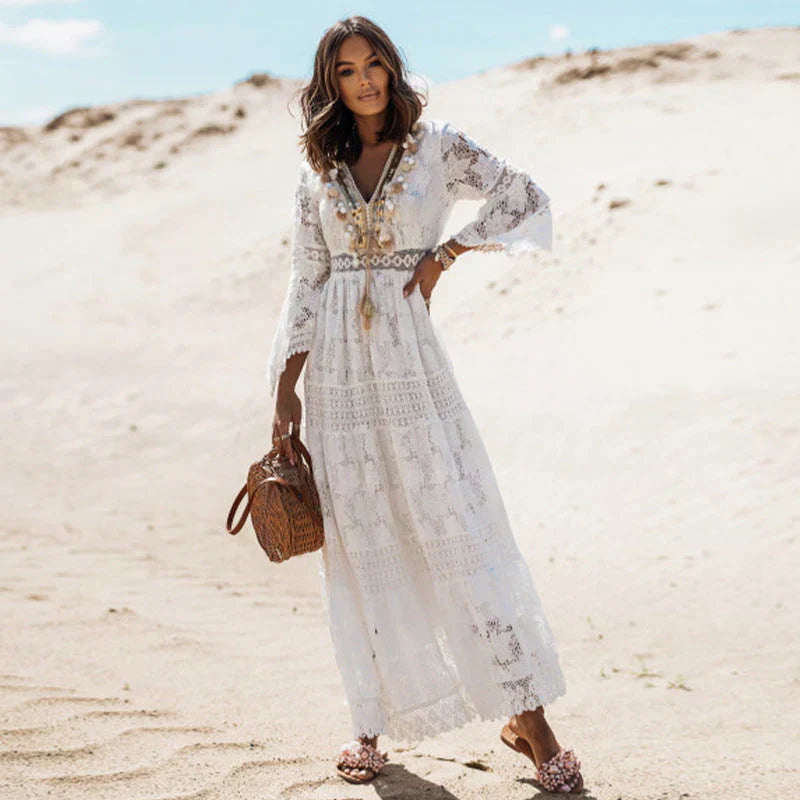 Exquisite Bohemian Flowing Summer Long Sleeves Dress for Women