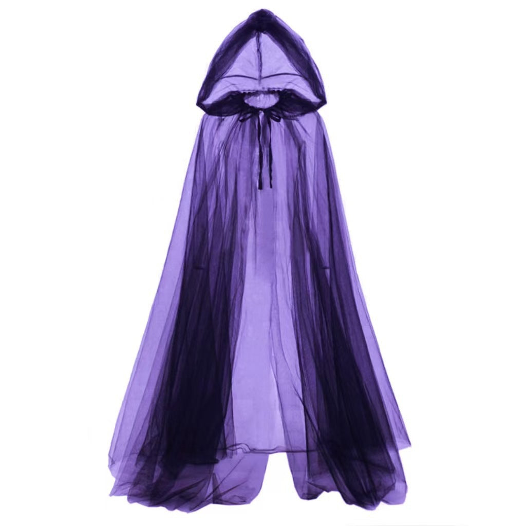 Gothic Sheer Mesh Hooded Cape Floor Length - Image 4