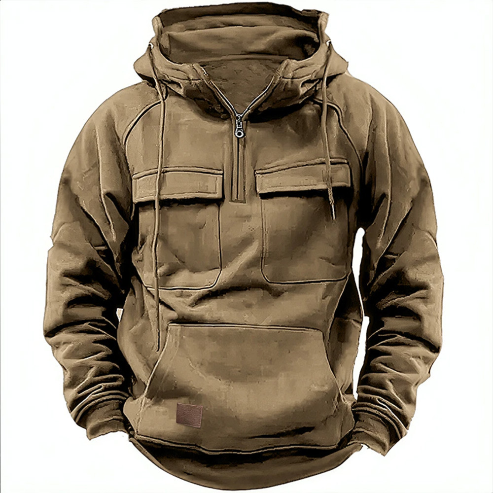 Men's Modern Cosy Streetwear Winter Hoodie with Zipper and Front Pockets